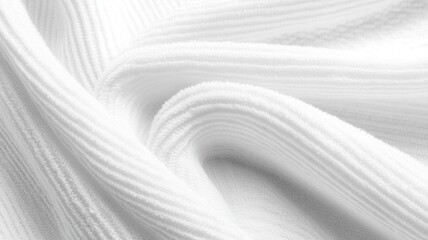 Obraz premium White ribbed terry cloth textile creating soft folds and a textured background with clean lines
