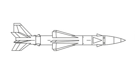 Line Drawing of Missile Illustration.