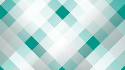 Vibrant teal and white diamond pattern creates a dynamic geometric background, featuring intersecting lines and a modern checkered design suitable for digital backdrops or textile prints
