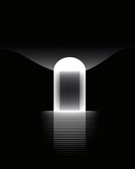 Glowing Portal Doorway in Dark Landscape
