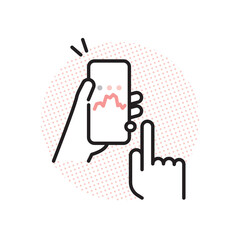 シンプル　イラスト　妊活アプリで排卵日や妊活を管理するイメージ ベクターイラスト