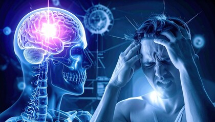 "Human brain glowing with neural activity."