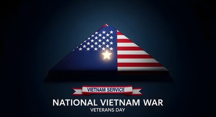 Vietnam war veterans day banner with american flag and patriotic stripes