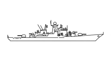 Military Naval Warship Side View. © Bintang