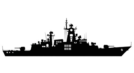 Military Naval Warship Silhouette Profile. © Bintang