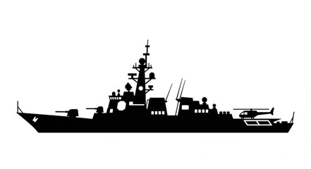 Military Naval Warship Silhouette Profile. © Bintang