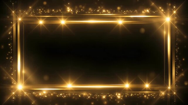 Gold Frame Background with Sparkling Lights