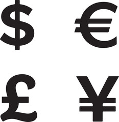 Fototapeta premium Global Currency Symbols: Dollar, Euro, Pound, and Yen