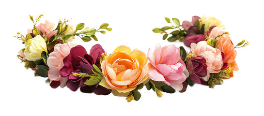 Naklejka premium Flower Crown - Beautiful Flower Crown for Weddings, Festivals, and Special Occasions Isolated on White Background