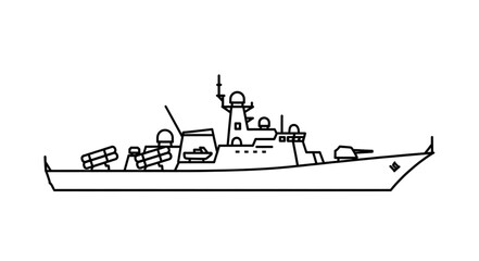 Military Ship Side View Illustration. © Andik