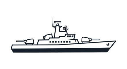 Military Ship Vector Illustration Side View. © Andik