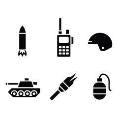 Obraz premium Military Weaponry and Communication Gear Icons Pack