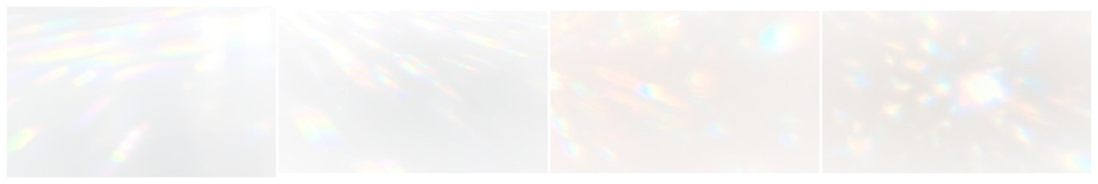 abstract collection of light and rainbow prism effects creating colorful bokeh and ethereal reflections on a surface.