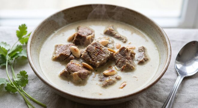 Aab gosh - Kashmir Traditional lamb curry with yogurt gravy, Kashmiri lamb curry in yogurt gravy, Indian dish, Indian Cuisine , Asian Food