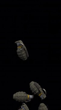 Falling grenade &ndash; 3d render with alpha channel.