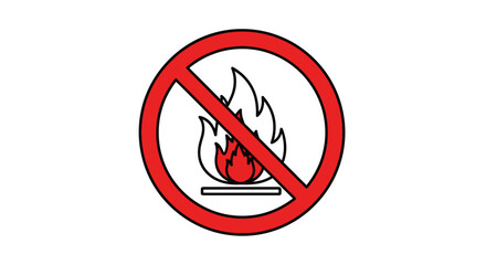 No open flames sign prohibiting fire safety warning symbol.