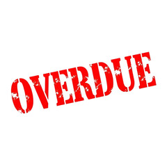 Red Overdue Stamp on White Background