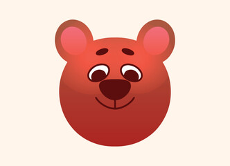 Obraz premium Cute Bear Face Character Illustration. Simple Cartoon Animal Head In Childlike Style With Soft Gradient Colors. Funny Kids Design For Nursery, Posters, Stickers And Children Projects.