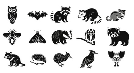 Collection of Nocturnal and Forest Animals Silhouettes. © Julian Vance