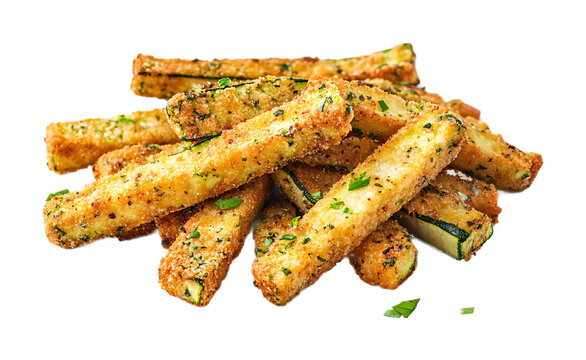 Fried Zucchini Fries - Crispy and Delicious Zucchini Fries - Isolated on White Background