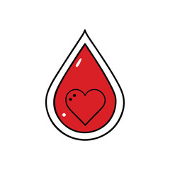 Obraz premium Red blood drop with heart inside icon World Heart Day vector art