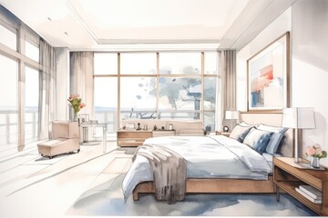 Plakat Bedroom architecture furniture building.