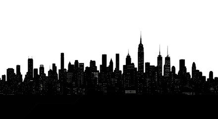 New York City skyline silhouette at night with bright windows nyc cityscape skyscrapers urban architecture