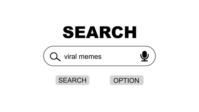 Viral meme search concept with microphone and search bar on white background viral memes microphone internet search