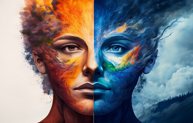 Mental Duality &ndash; Split Portrait of Inner Conflict and Emotional Balance - 10