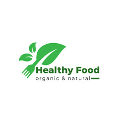 Healthy Food Logo, Organic Food Mark, Green Food Brand, Fresh Food Logo, Natural Food Logo
