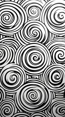 Fototapeta premium Abstract black and white swirl pattern design on a contrasting white background minimalist aesthetic.