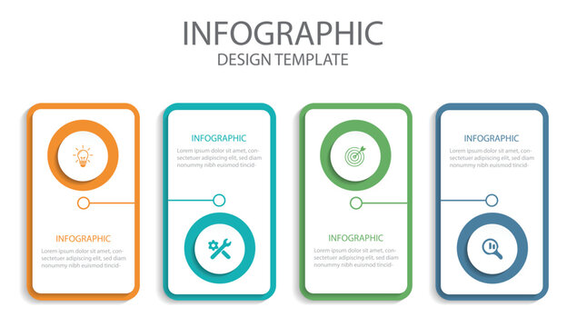 Infographics design template, business concept with 4 steps or options.  Can be used for process diagram, workflow layout, banner, flow chart, info graph
