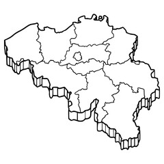 Obraz premium Belgium map illustration hand drawn outline vector