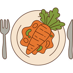 Cooked Carrot Dish Illustration