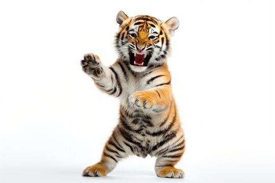 Happy smiling dancing tiger wildlife animal mammal.