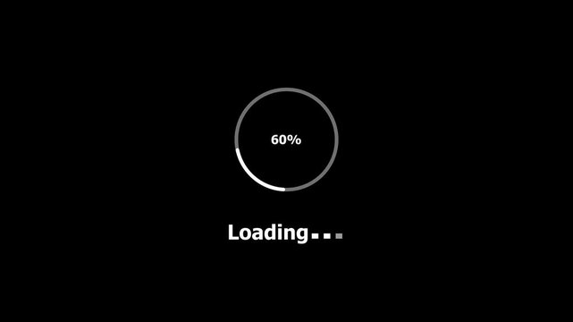 Circle loading bar icon animation from 0 to 100% on background. Wheel loading concept icon 4K Video of Animation Science Futuristic Loading. 4K animation on black background.