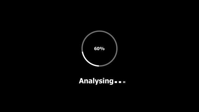 Abstract loading icon of the Analyzing process with running percents on the white screen. Analyzing Circular Progress Bar completed Motion Graphic animation 4k background animation