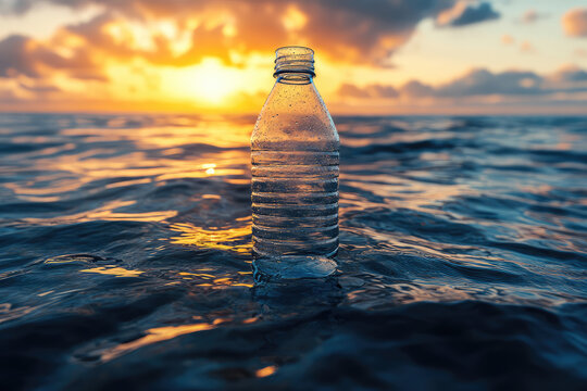 bottle of water on the beach