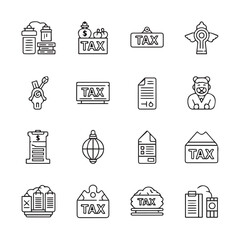 Fototapeta premium Tax Icons Collection: Finance Payment and Legal Documents Line Art