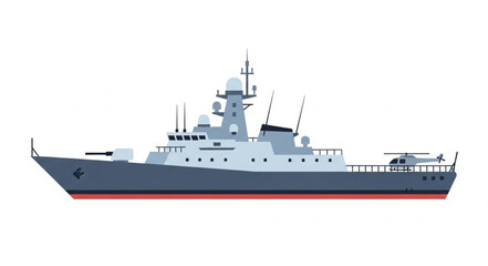 Modern Naval Warship Side View. © Pocong