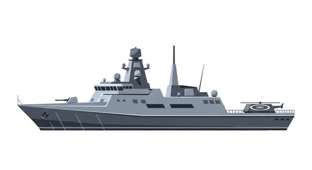 Modern Naval Warship Side View. © Pocong