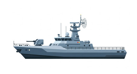 Modern Naval Warship Side View. © Pocong
