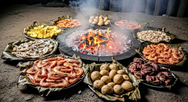 Primal Chilean Curanto al Hoyo: Dramatic Steam and Smoke from the Traditional Earth Pit