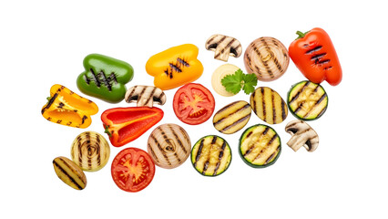 Colorful Grilled Vegetables Assortment Isolated On White Background