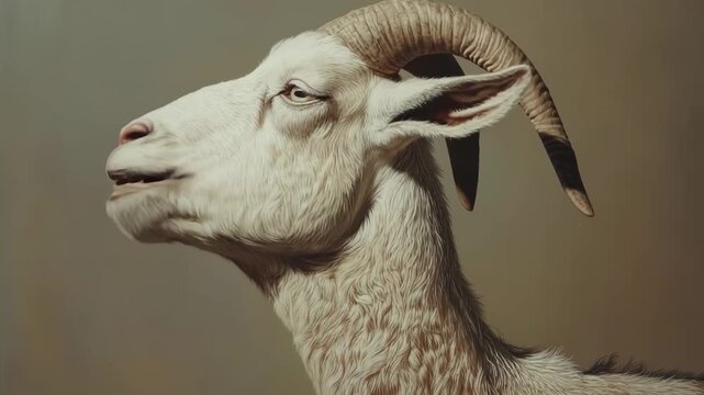 A laughing goat, A painting of a goat with its mouth open