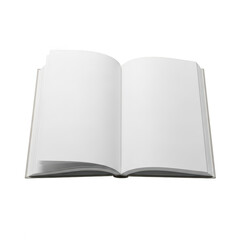 Naklejka premium A white book with blank pages is open on a white background isolated on transparent background