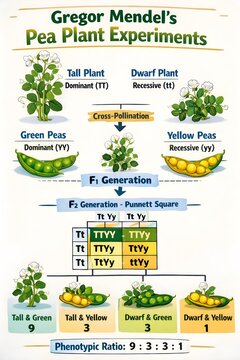 Classic Pea Plant Genetics Experiment by Gregor Mendel