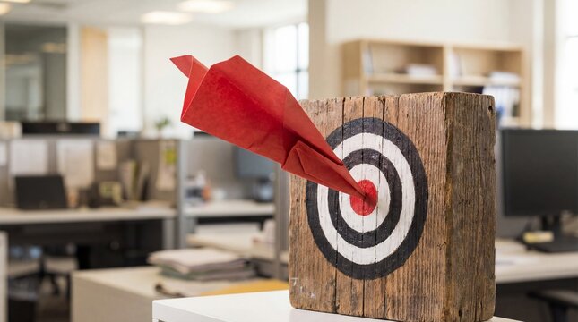Paper dart hitting target. Capturing the essence of precision and focus