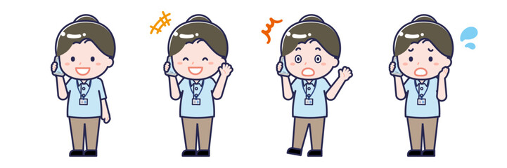 スマートフォンを使う「介護士」の女性