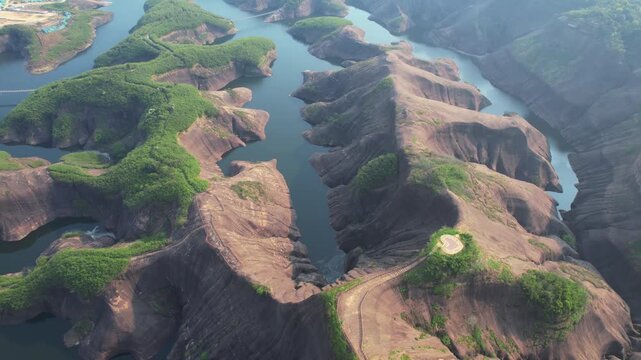 Feitianshan Mountain Aerial View - Danxia Landforms, Chenzhou Hunan